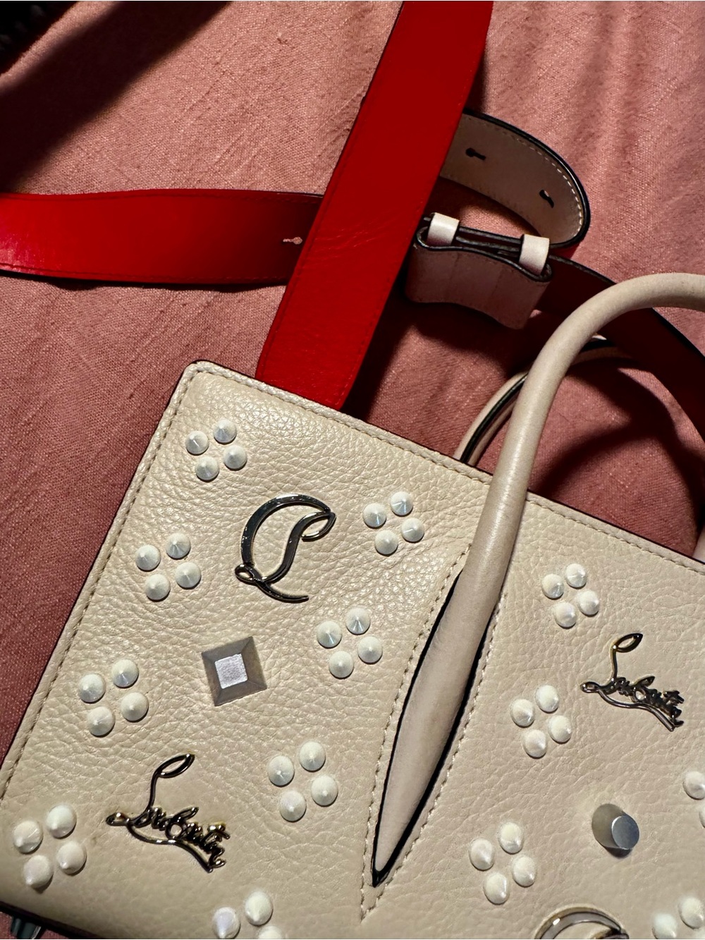 Christian Louboutin Blush Floral Studded Tote - Picture 5 of 14
